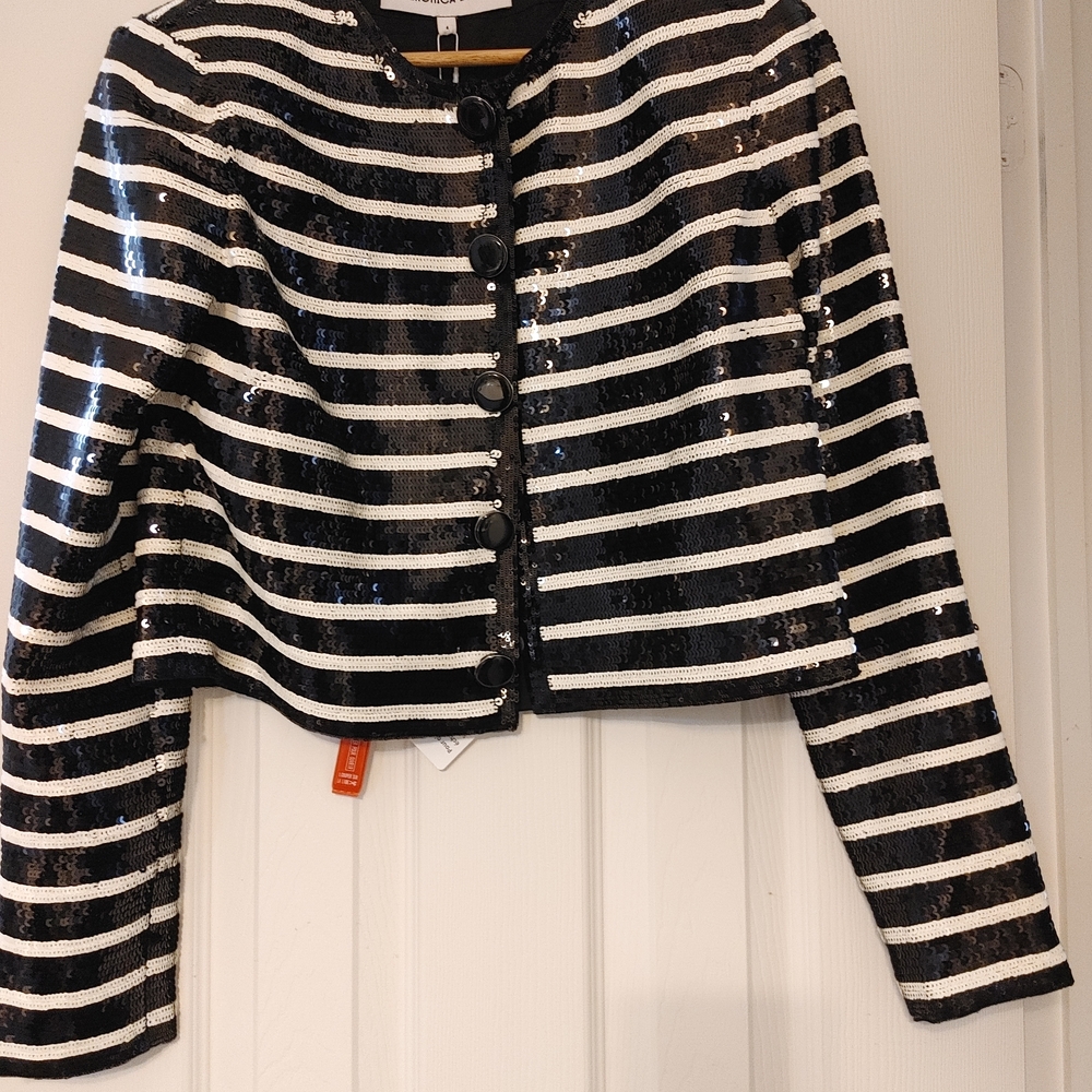Veronica Beard Black and White Sequin Jacket